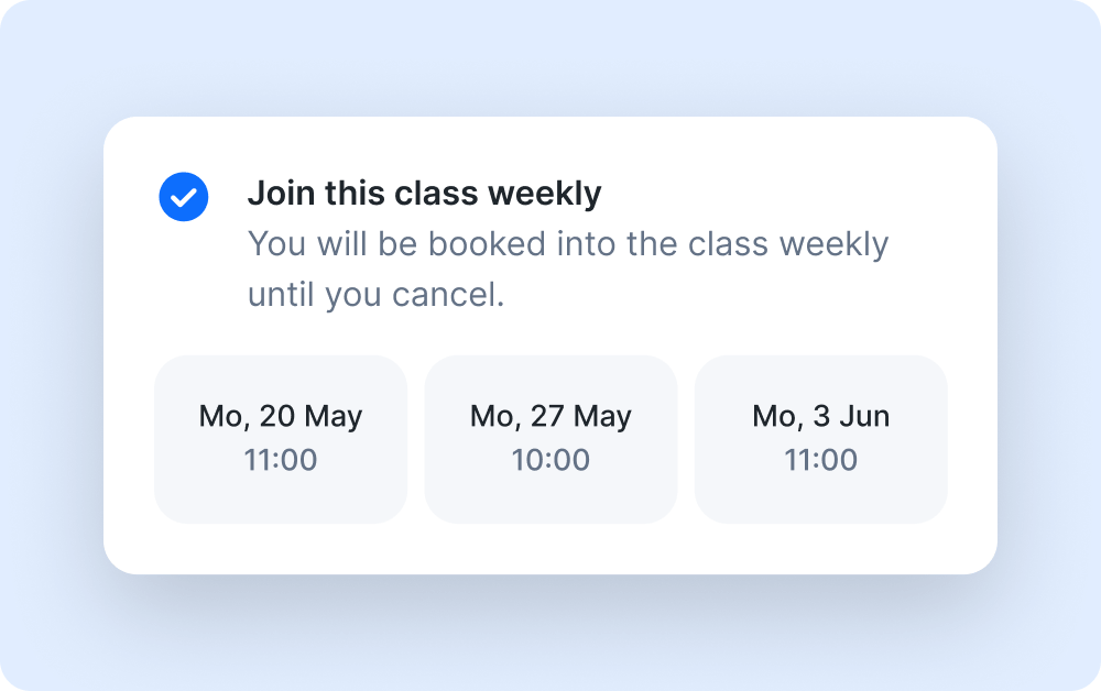 Next booking